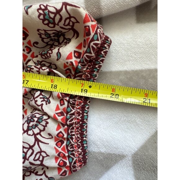 Beach Lunch Lounge Dress Sz M Orange Floral Boho Peasant Tasseled Casual 3/4Slv - Picture 11 of 14